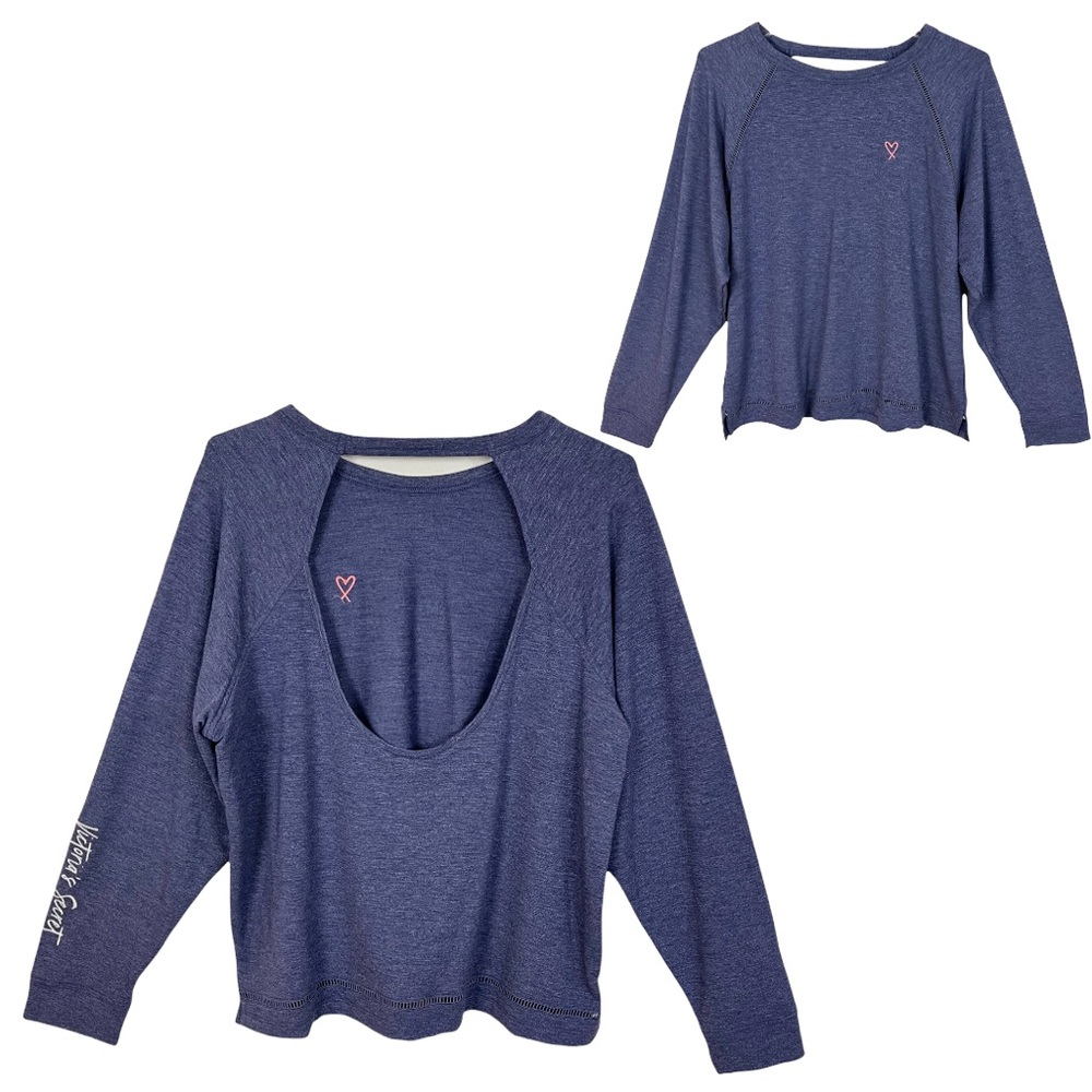 Victoria’s Secret Open Back Embroidered Logo Lightweight Jersey Sweatshirt
